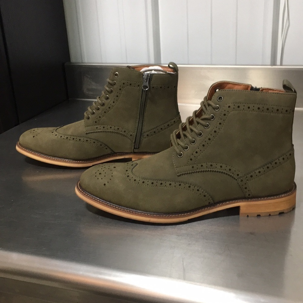 New WB Mens Madden Olive Suede Boots - Picture 3 of 4